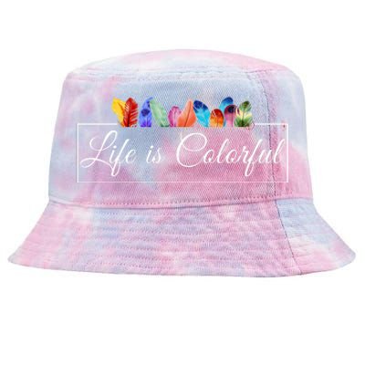 Life Is Colorful Positive Quote Tie-Dyed Bucket Hat