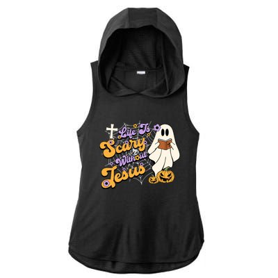 Life Is Crazy Without Jesus Halloween Fall Christian Lover Gift Ladies PosiCharge Tri-Blend Wicking Draft Hoodie Tank