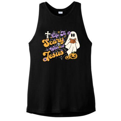 Life Is Crazy Without Jesus Halloween Fall Christian Lover Gift Ladies PosiCharge Tri-Blend Wicking Tank