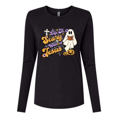 Life Is Crazy Without Jesus Halloween Fall Christian Lover Gift Womens Cotton Relaxed Long Sleeve T-Shirt