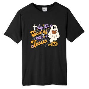 Life Is Crazy Without Jesus Halloween Fall Christian Lover Gift Tall Fusion ChromaSoft Performance T-Shirt