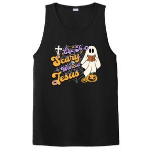 Life Is Crazy Without Jesus Halloween Fall Christian Lover Gift PosiCharge Competitor Tank