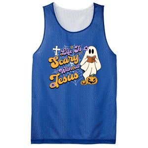 Life Is Crazy Without Jesus Halloween Fall Christian Lover Gift Mesh Reversible Basketball Jersey Tank