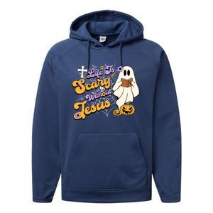 Life Is Crazy Without Jesus Halloween Fall Christian Lover Gift Performance Fleece Hoodie