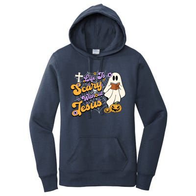 Life Is Crazy Without Jesus Halloween Fall Christian Lover Gift Women's Pullover Hoodie