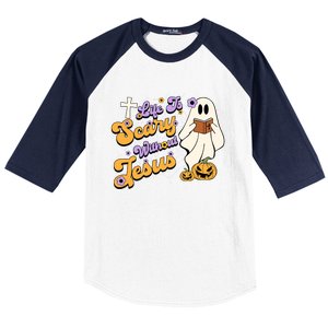 Life Is Crazy Without Jesus Halloween Fall Christian Lover Gift Baseball Sleeve Shirt