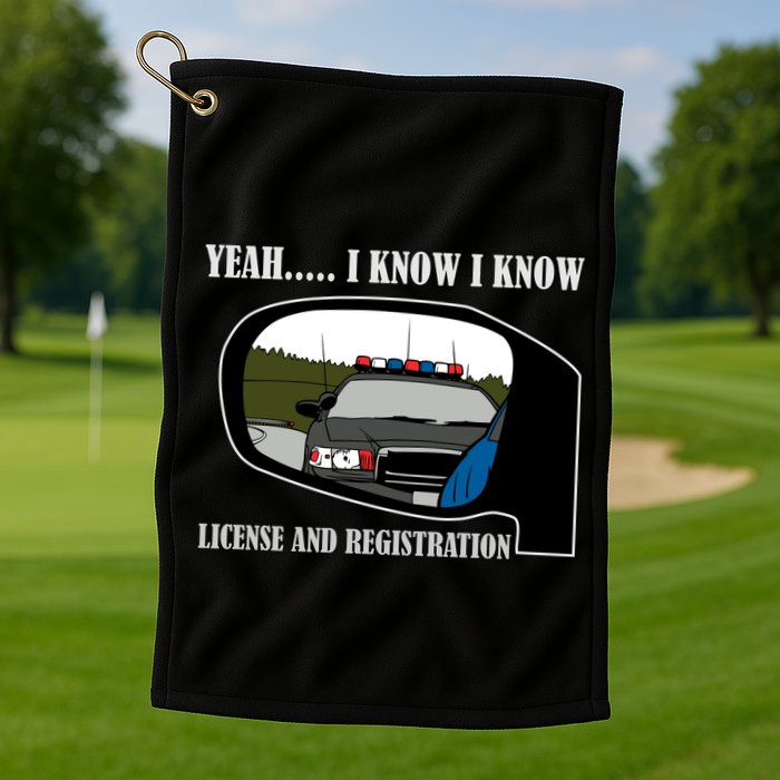 License And Registration Pulled Over Golf Towel