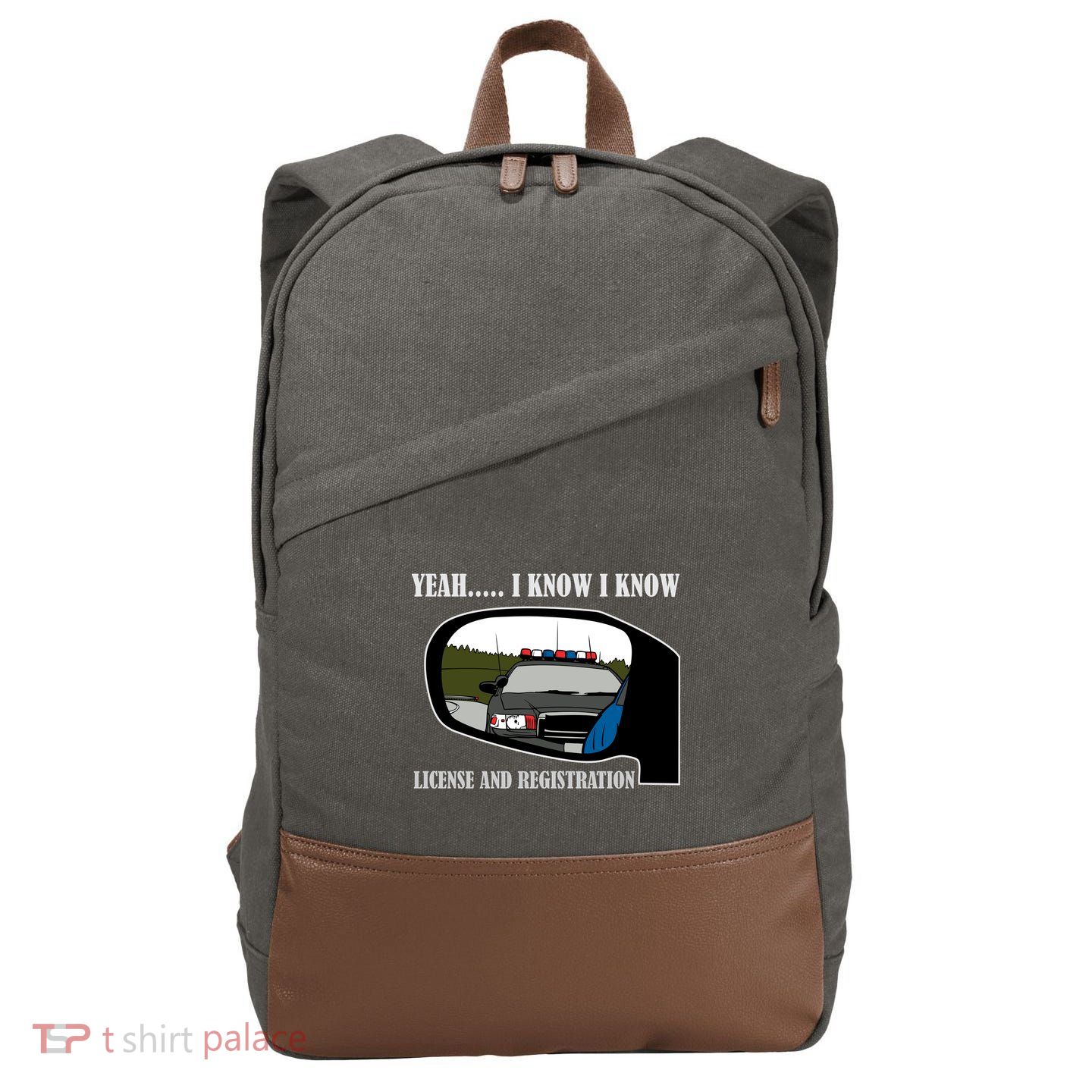 License And Registration Pulled Over Cotton Canvas Backpack