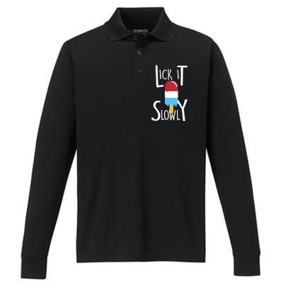 Lick It Slowly Popsicle Performance Long Sleeve Polo