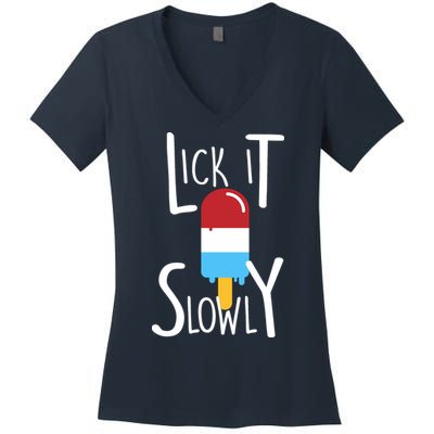 Lick It Slowly Popsicle Women's V-Neck T-Shirt