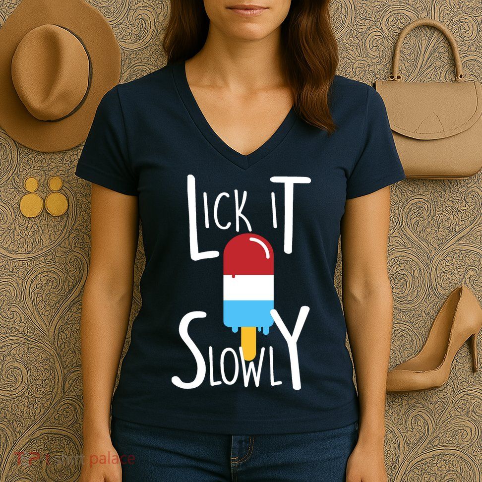 Lick It Slowly Popsicle Women's V-Neck T-Shirt