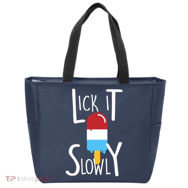 Lick It Slowly Popsicle Zip Tote Bag