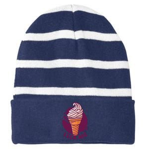 Lick Me Ice Cream Striped Beanie with Solid Band