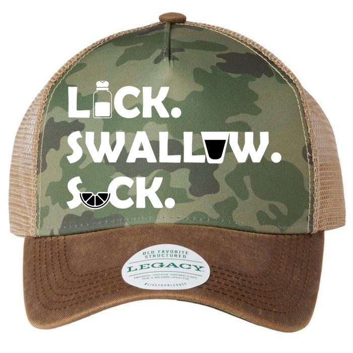 Lick Swallow Suck Funny Tequila Legacy Tie Dye Trucker Hat