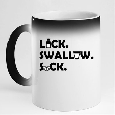 Lick Swallow Suck Funny Tequila 11oz Black Color Changing Mug