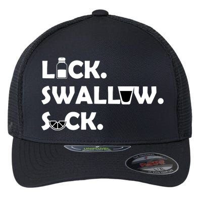 Lick Swallow Suck Funny Tequila Flexfit Unipanel Trucker Cap