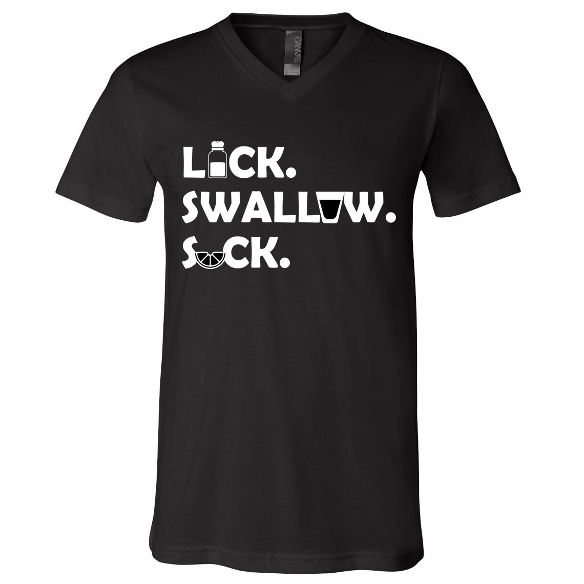 Lick Swallow Suck Funny Tequila V-Neck T-Shirt