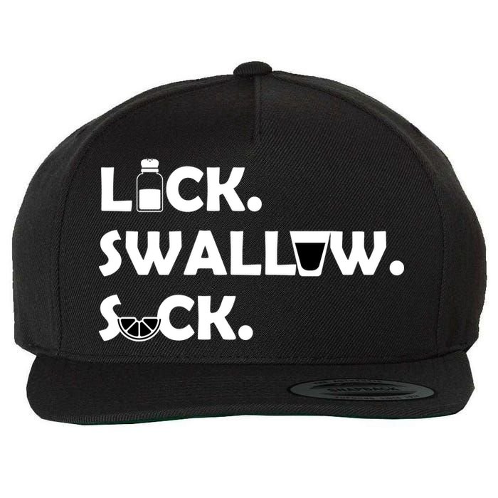 Lick Swallow Suck Funny Tequila Wool Snapback Cap
