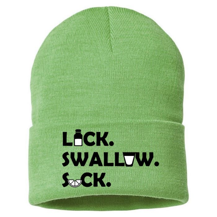 Lick Swallow Suck Funny Tequila Sustainable Knit Beanie