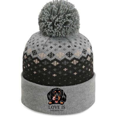 Love Is Dachshund The Baniff Cuffed Pom Beanie