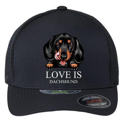 Love Is Dachshund Flexfit Unipanel Trucker Cap