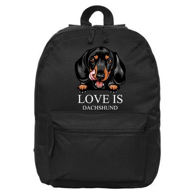 Love Is Dachshund 16 in Basic Backpack