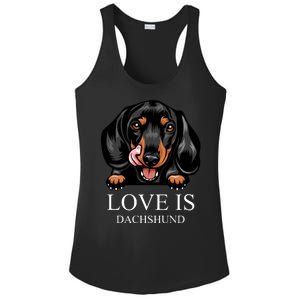 Love Is Dachshund Ladies PosiCharge Competitor Racerback Tank