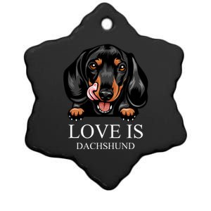 Love Is Dachshund Ceramic Star Ornament