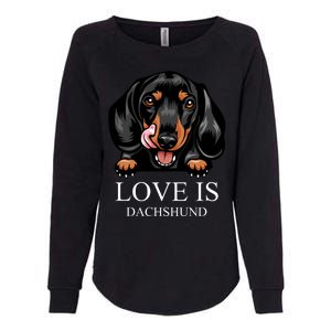 Love Is Dachshund Womens California Wash Sweatshirt