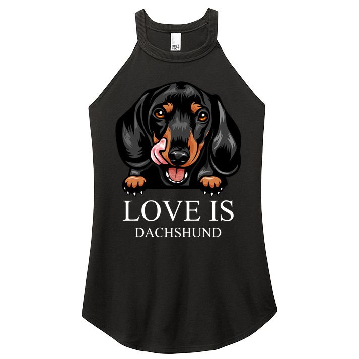 Love Is Dachshund Women's Perfect Tri Rocker Tank
