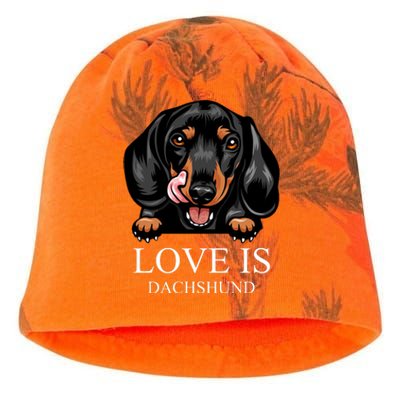 Love Is Dachshund Kati - Camo Knit Beanie