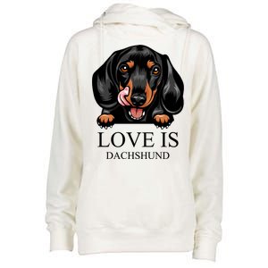 Love Is Dachshund Womens Funnel Neck Pullover Hood