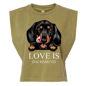 Love Is Dachshund Garment-Dyed Women's Muscle Tee