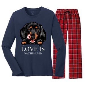 Love Is Dachshund Women's Long Sleeve Flannel Pajama Set 