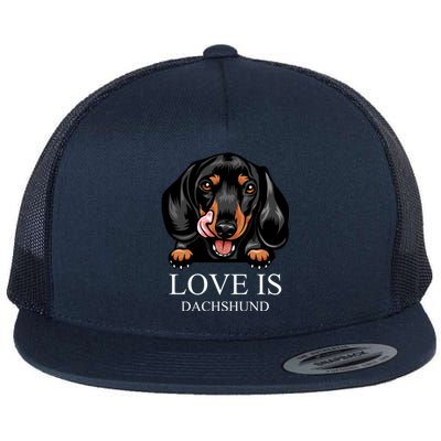 Love Is Dachshund Flat Bill Trucker Hat