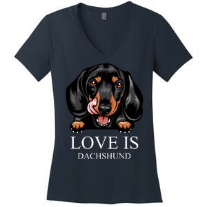 Love Is Dachshund Women's V-Neck T-Shirt