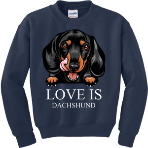 Love Is Dachshund Kids Sweatshirt