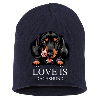 Love Is Dachshund Short Acrylic Beanie