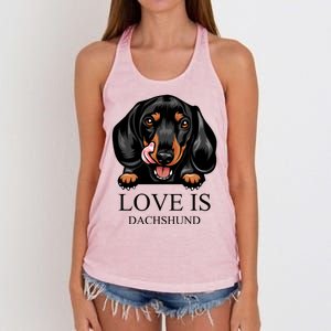 Love Is Dachshund Women's Knotted Racerback Tank