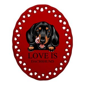 Love Is Dachshund Ceramic Oval Ornament