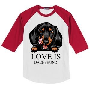 Love Is Dachshund Kids Colorblock Raglan Jersey