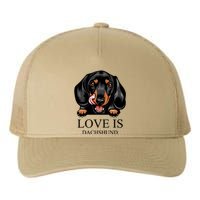 Love Is Dachshund Yupoong Adult 5-Panel Trucker Hat