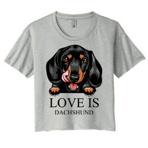 Love Is Dachshund Women's Crop Top Tee