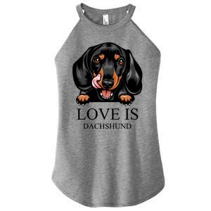 Love Is Dachshund Women's Perfect Tri Rocker Tank