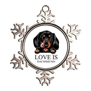 Love Is Dachshund Metallic Star Ornament