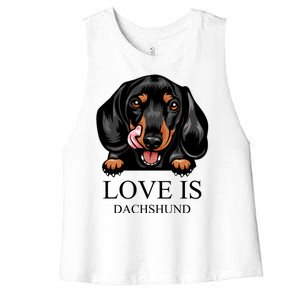 Love Is Dachshund Women's Racerback Cropped Tank