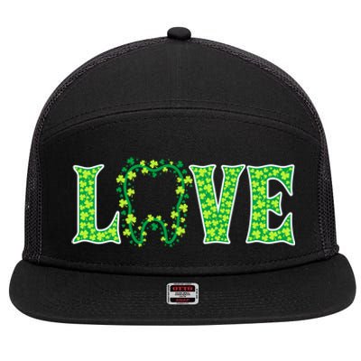 Love Irish Dentist Tooth St Patricks Day Shamrock Cute Gift 7 Panel Mesh Trucker Snapback Hat