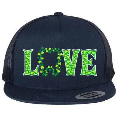 Love Irish Dentist Tooth St Patricks Day Shamrock Cute Gift Flat Bill Trucker Hat