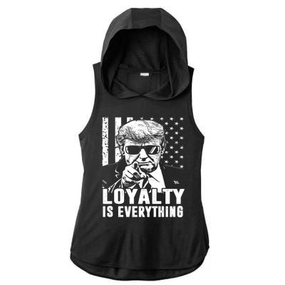 Loyalty Is Everything Trump 2024 American Flag Ladies PosiCharge Tri-Blend Wicking Draft Hoodie Tank