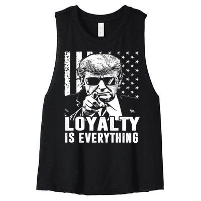 Loyalty Is Everything Trump 2024 American Flag Women's Racerback Cropped Tank